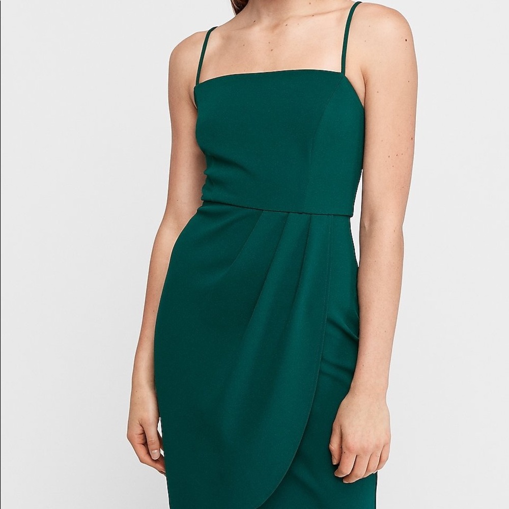 NWT Express Square Neck Wrap Dress in Emerald Green XS